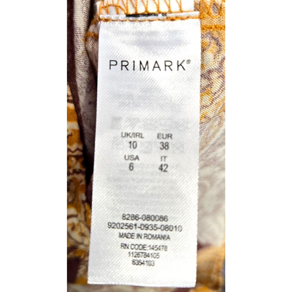 Womens Strappy Jumpsuit 6 Gold Brown V Neck Wide Leg Paisley Boho Flowy Indie - Picture 7 of 12